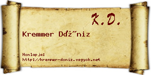 Kremmer Döniz névjegykártya